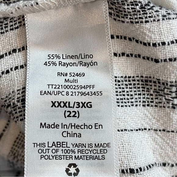 Time and Tru Women Plus sz XXXL (22) White Gray Linen Blend Shorts Elastic Waist - Picture 7 of 7